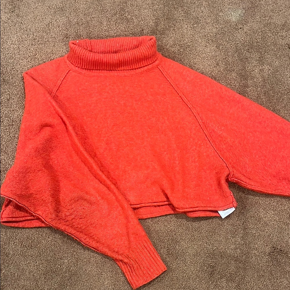 Urban outfitters Orange-red cropped turtleneck sweater